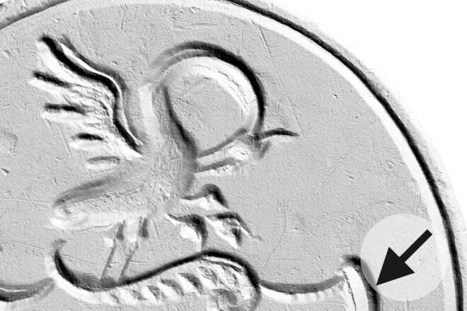 Digitized seal matrix illuminated at 135° image